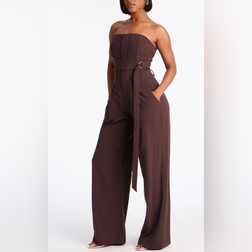 Fashion Nova My Darling Belted Wide Leg Jumpsuit size large